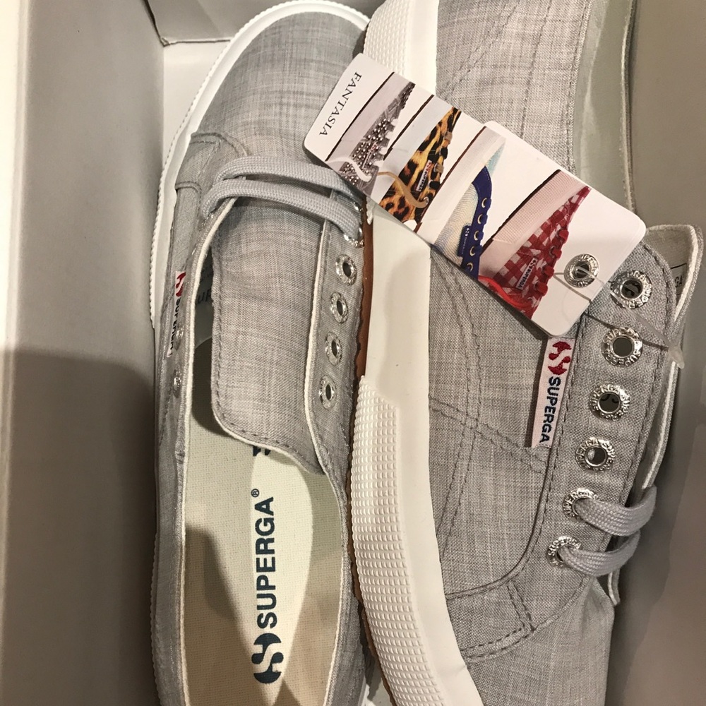 BRAND NEW SUPERGA SNEAKERS!!! Silver/Gray Sz. 9.5